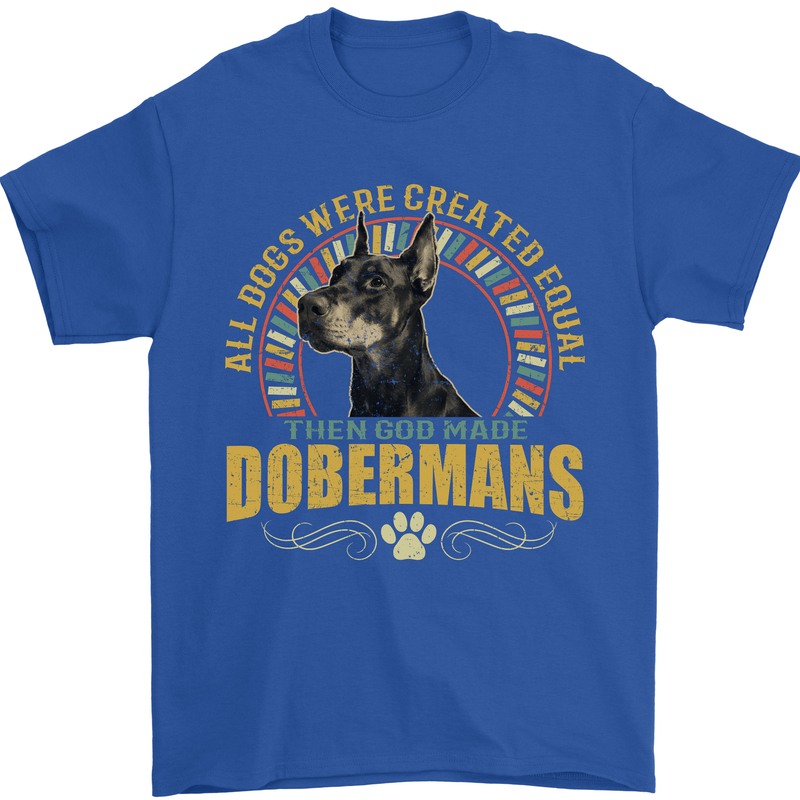 A Dobermans Dog Mens T-Shirt 100% Cotton Royal Blue