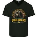 A Dobermans Dog Mens V-Neck Cotton T-Shirt Black