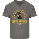 A Dobermans Dog Mens V-Neck Cotton T-Shirt Charcoal