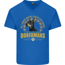 A Dobermans Dog Mens V-Neck Cotton T-Shirt Royal Blue