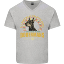 A Dobermans Dog Mens V-Neck Cotton T-Shirt Sports Grey