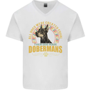 A Dobermans Dog Mens V-Neck Cotton T-Shirt White