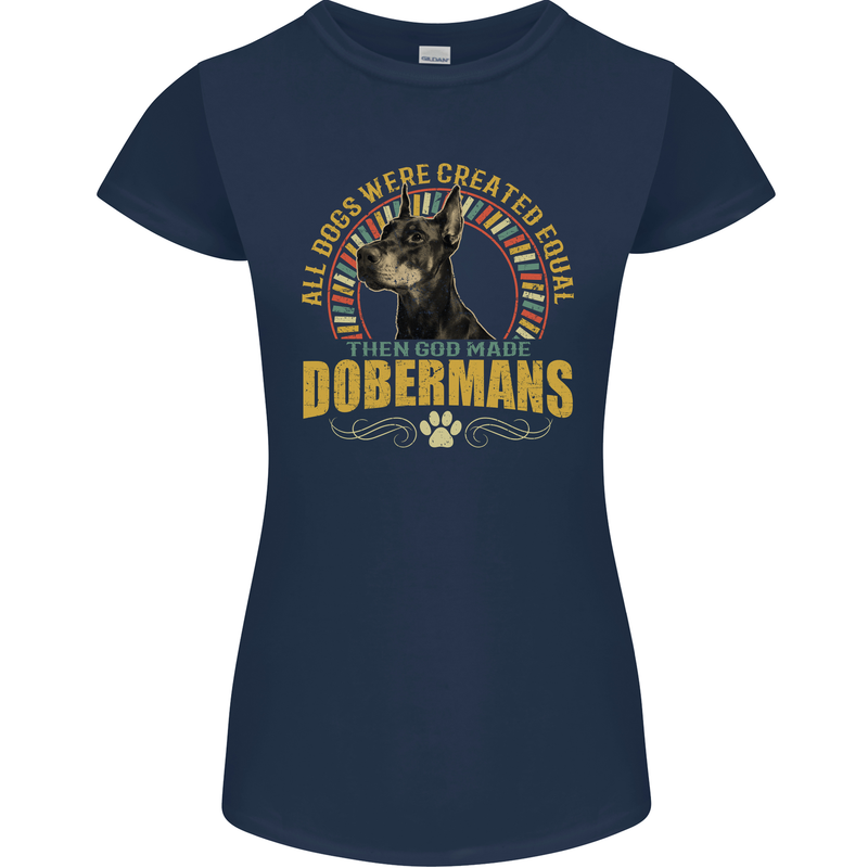 A Dobermans Dog Womens Petite Cut T-Shirt Navy Blue