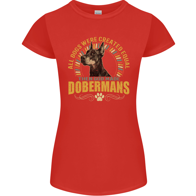 A Dobermans Dog Womens Petite Cut T-Shirt Red