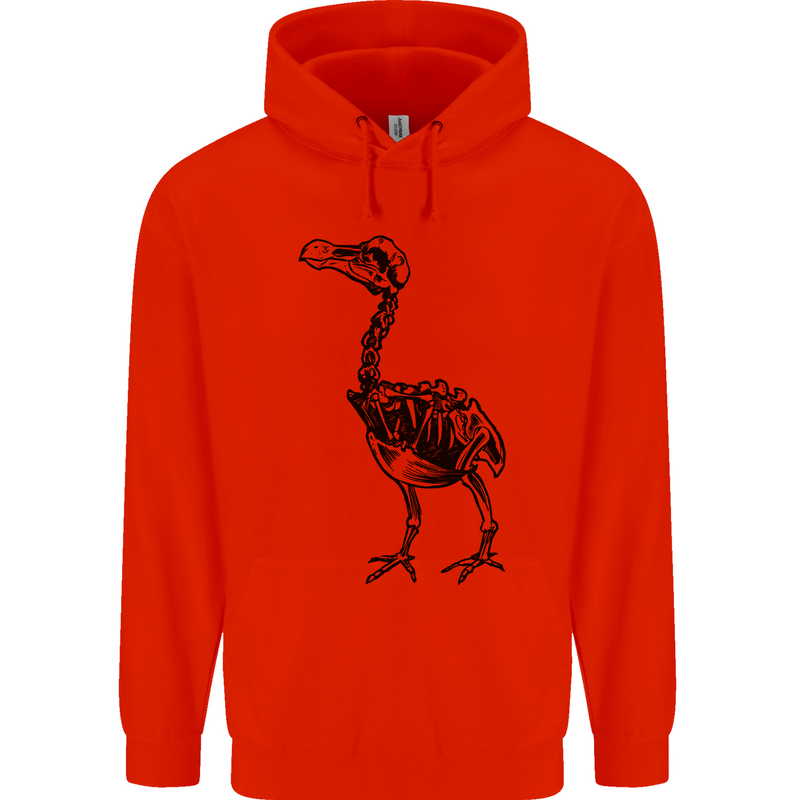A Dodo Skeleton Mens 80% Cotton Hoodie Bright Red