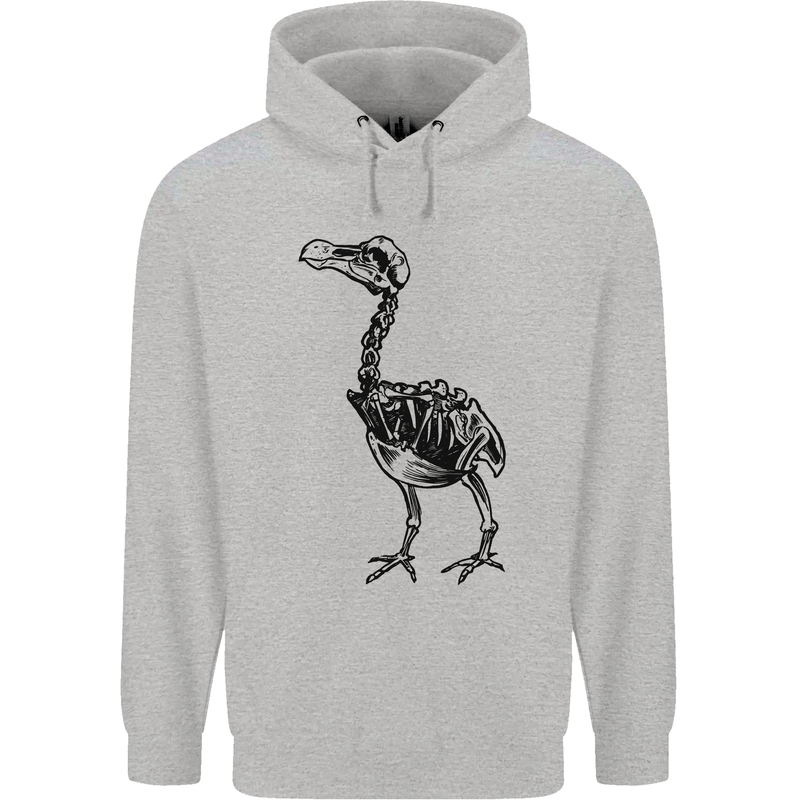 A Dodo Skeleton Mens 80% Cotton Hoodie Sports Grey
