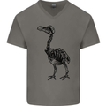 A Dodo Skeleton Mens V-Neck Cotton T-Shirt Charcoal