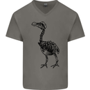 A Dodo Skeleton Mens V-Neck Cotton T-Shirt Charcoal