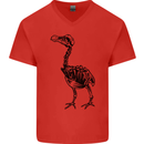 A Dodo Skeleton Mens V-Neck Cotton T-Shirt Red