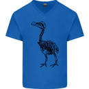 A Dodo Skeleton Mens V-Neck Cotton T-Shirt Royal Blue
