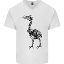 A Dodo Skeleton Mens V-Neck Cotton T-Shirt White