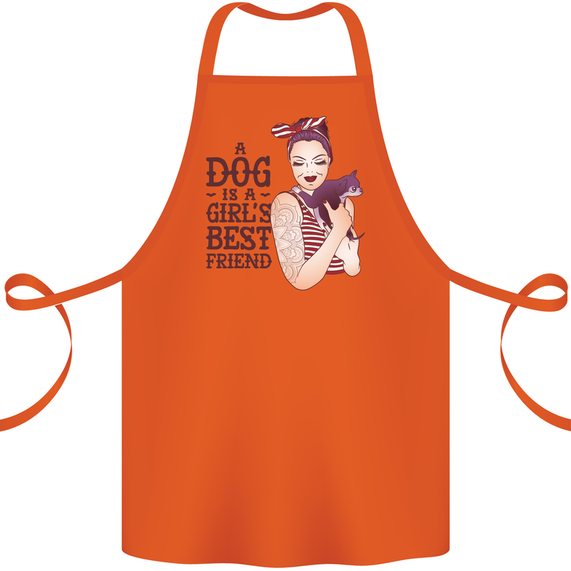 A Dog Is a Girl's Best Friend Chihuahua Cotton Apron 100% Organic Orange