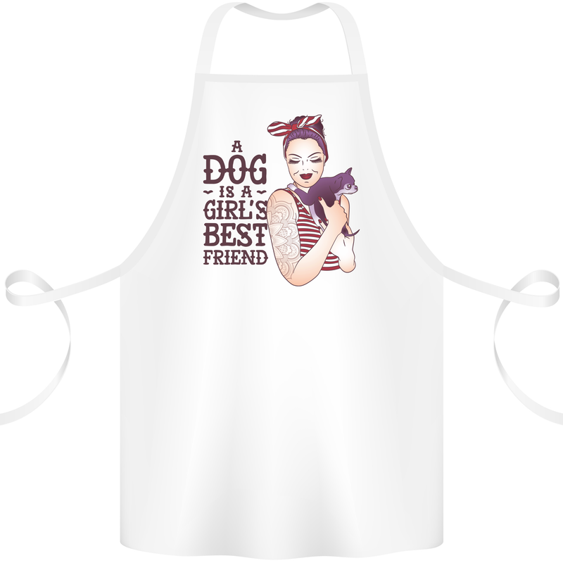 A Dog Is a Girl's Best Friend Chihuahua Cotton Apron 100% Organic White