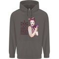 A Dog Is a Girl's Best Friend Chihuahua Mens 80% Cotton Hoodie Charcoal