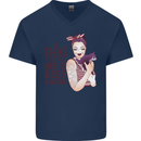 A Dog Is a Girl's Best Friend Chihuahua Mens V-Neck Cotton T-Shirt Navy Blue