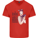A Dog Is a Girl's Best Friend Chihuahua Mens V-Neck Cotton T-Shirt Red