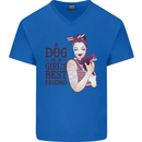 A Dog Is a Girl's Best Friend Chihuahua Mens V-Neck Cotton T-Shirt Royal Blue