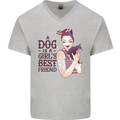 A Dog Is a Girl's Best Friend Chihuahua Mens V-Neck Cotton T-Shirt Sports Grey