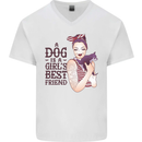 A Dog Is a Girl's Best Friend Chihuahua Mens V-Neck Cotton T-Shirt White