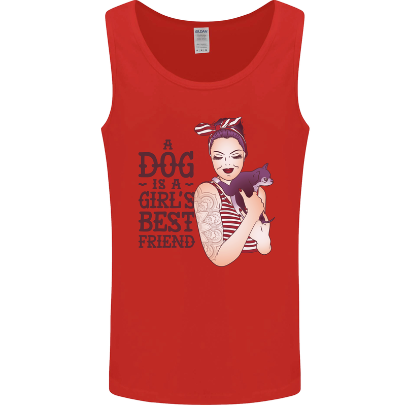 A Dog Is a Girl's Best Friend Chihuahua Mens Vest Tank Top Red