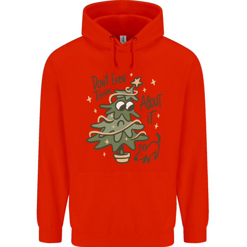 A Dog Weeing on a Christmas Tree Xmas Funny Childrens Kids Hoodie Bright Red