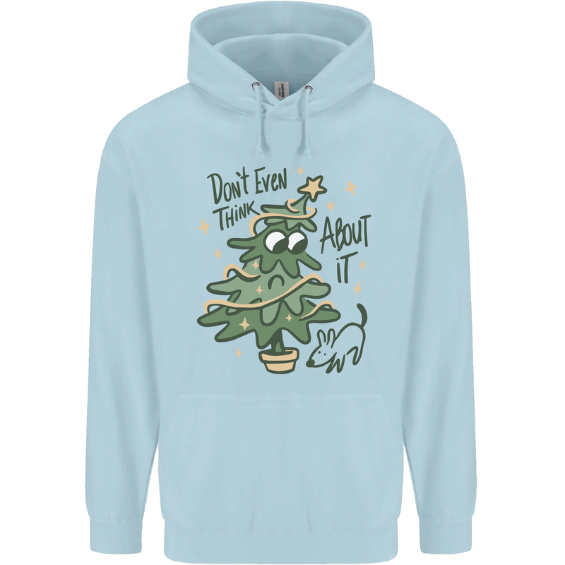 A Dog Weeing on a Christmas Tree Xmas Funny Childrens Kids Hoodie Light Blue