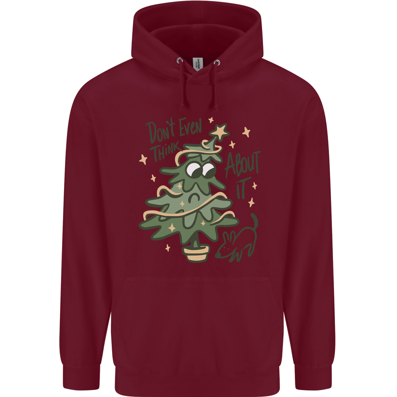 A Dog Weeing on a Christmas Tree Xmas Funny Childrens Kids Hoodie Maroon