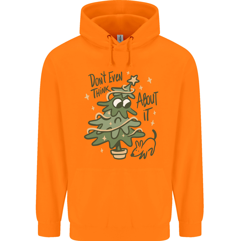 A Dog Weeing on a Christmas Tree Xmas Funny Childrens Kids Hoodie Orange