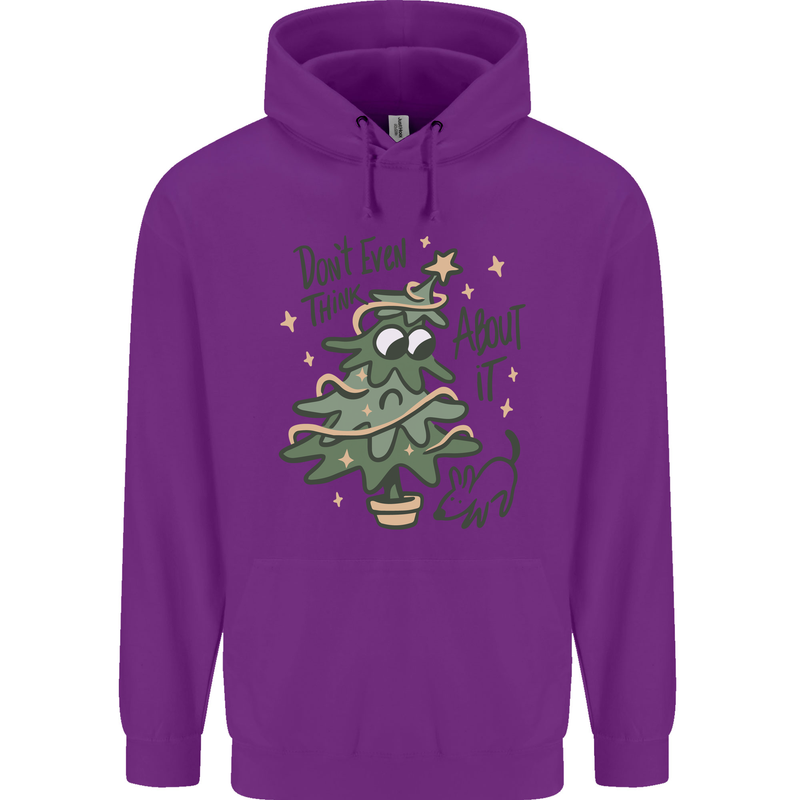 A Dog Weeing on a Christmas Tree Xmas Funny Childrens Kids Hoodie Purple