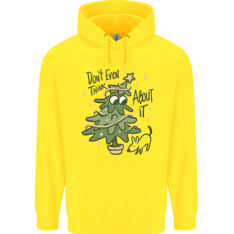A Dog Weeing on a Christmas Tree Xmas Funny Childrens Kids Hoodie Yellow