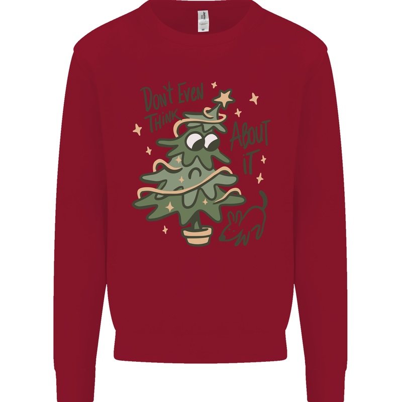 A Dog Weeing on a Christmas Tree Xmas Funny Kids Sweatshirt Jumper Red