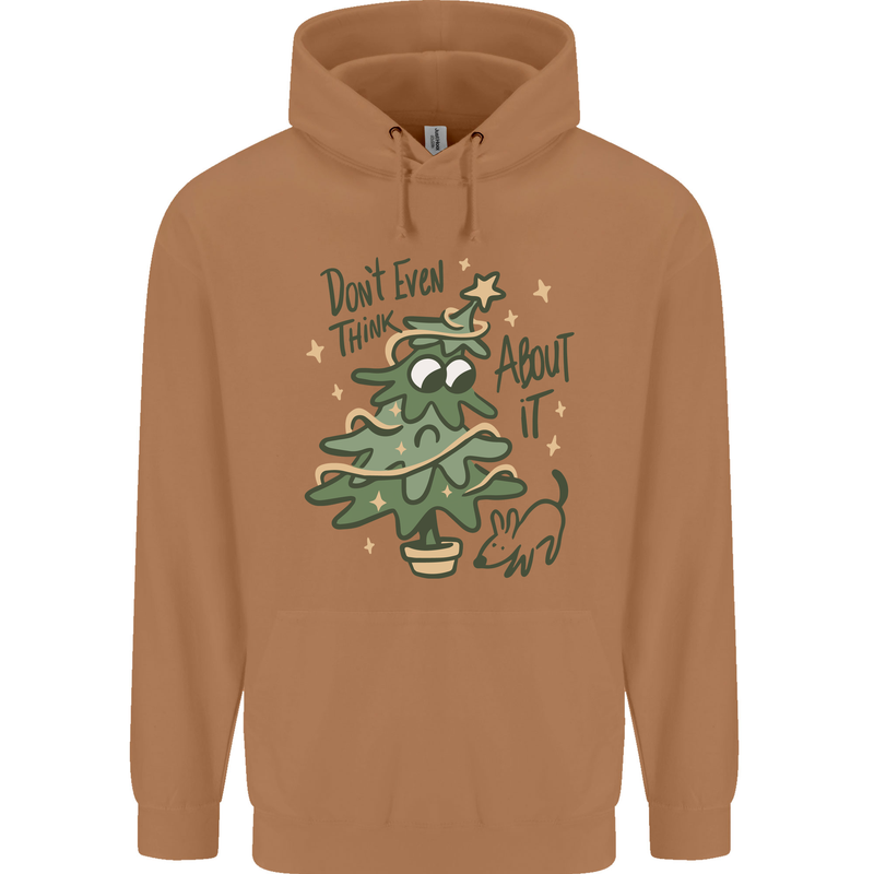A Dog Weeing on a Christmas Tree Xmas Funny Mens 80% Cotton Hoodie Caramel Latte