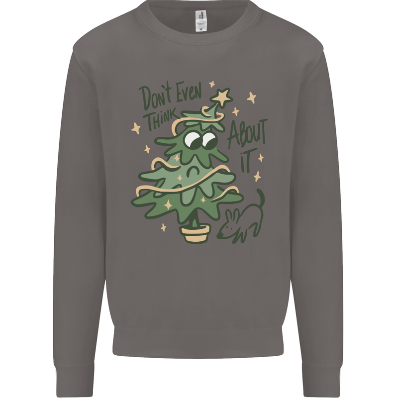 A Dog Weeing on a Christmas Tree Xmas Funny Mens Sweatshirt Jumper Charcoal