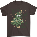 A Dog Weeing on a Christmas Tree Xmas Funny Mens T-Shirt Cotton Gildan Dark Chocolate