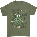 A Dog Weeing on a Christmas Tree Xmas Funny Mens T-Shirt Cotton Gildan Military Green
