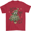 A Dog Weeing on a Christmas Tree Xmas Funny Mens T-Shirt Cotton Gildan Red