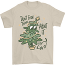 A Dog Weeing on a Christmas Tree Xmas Funny Mens T-Shirt Cotton Gildan Sand
