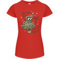 A Dog Weeing on a Christmas Tree Xmas Funny Womens Petite Cut T-Shirt Red