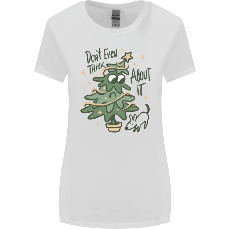 A Dog Weeing on a Christmas Tree Xmas Funny Womens Wider Cut T-Shirt White