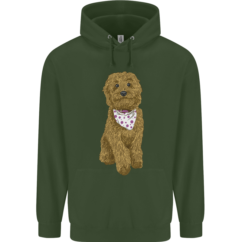 A Doodle Goldendoodle Dog Childrens Kids Hoodie Forest Green