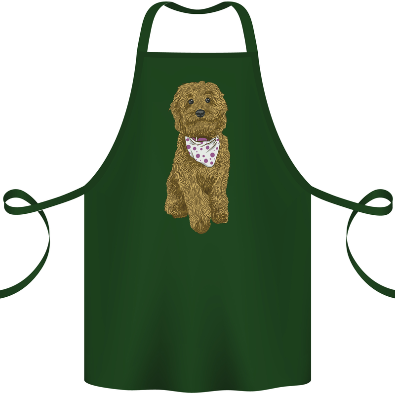 A Doodle Goldendoodle Dog Cotton Apron 100% Organic Forest Green