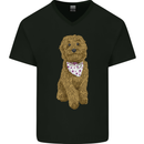 A Doodle Goldendoodle Dog Mens V-Neck Cotton T-Shirt Black