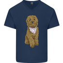 A Doodle Goldendoodle Dog Mens V-Neck Cotton T-Shirt Navy Blue