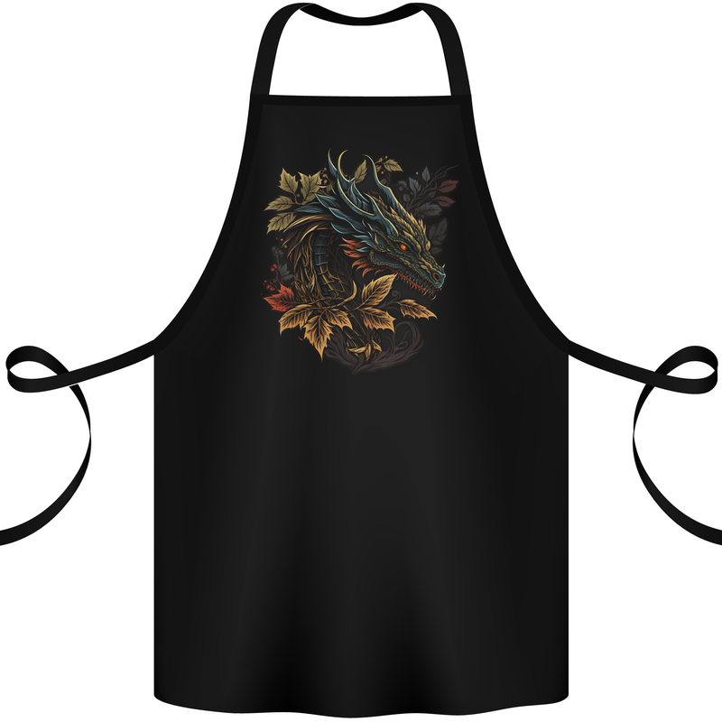 A Dragon in Nature Fantasy Cotton Apron 100% Organic Black