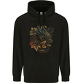 A Dragon in Nature Fantasy Mens 80% Cotton Hoodie Black