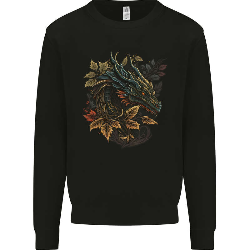 A Dragon in Nature Fantasy Mens Sweatshirt Jumper Black