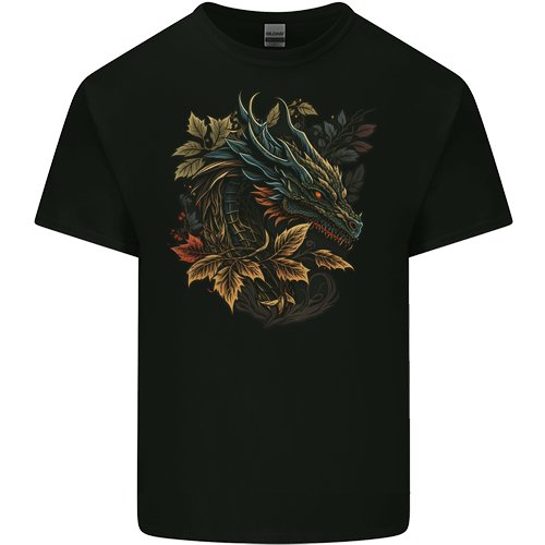 A Dragon in Nature Fantasy Mens Womens Kids Unisex Black Kids T-Shirt