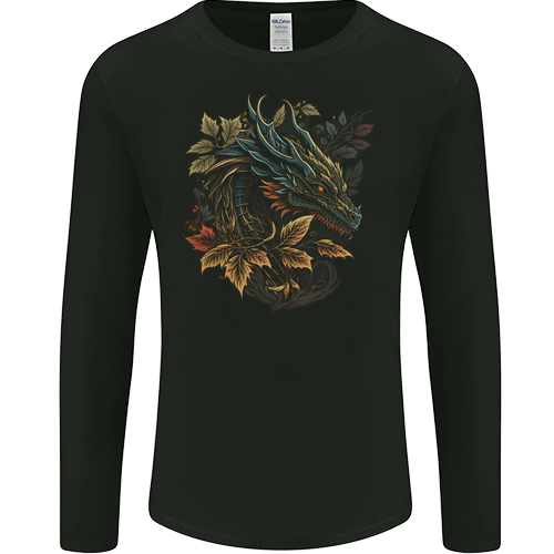 A Dragon in Nature Fantasy Mens Womens Kids Unisex Black Mens L\S T-Shirt