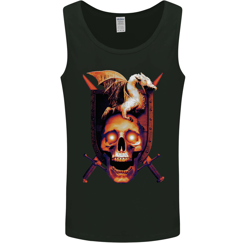 A Dragon on a Skull Swords Fantasy Demon Mens Vest Tank Top Black
