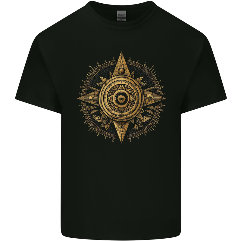 A Fantasy Gold Compass Kids T-Shirt Childrens Black